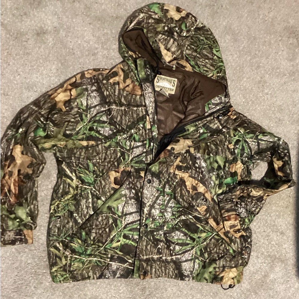 Green and Brown Camouflage Jacket with Hood
